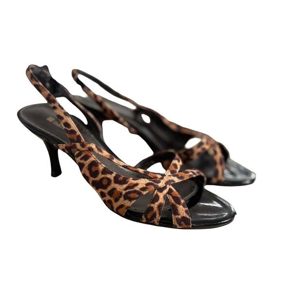 Y2K LEOPARD PRINT SLING‎ BACK KITTEN HEEL SANDALS NATURALIZER SZ. 8 - Picture 2 of 8